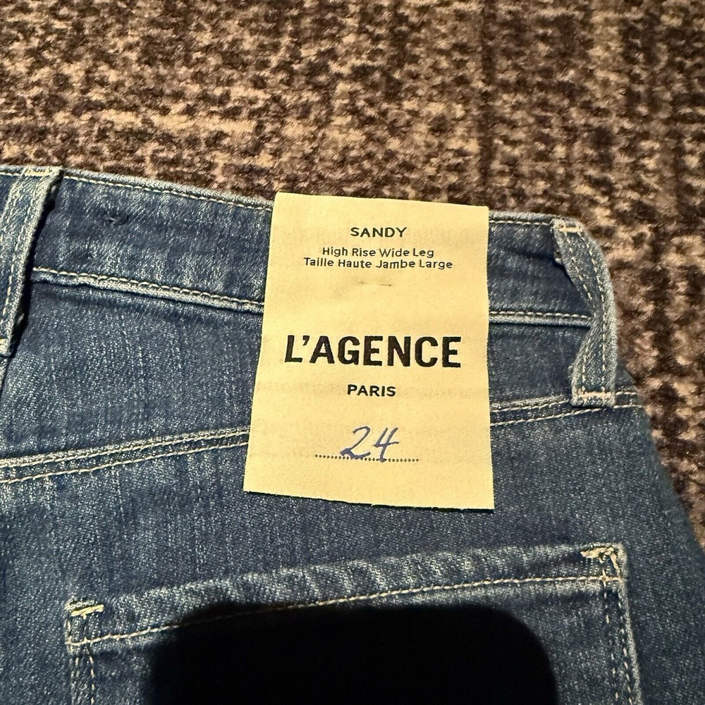 L’AGENCE Sandy Durango Blue High‑Rise Wide Leg Jeans – Front Seam - 24 - NWT - Picture 4 of 9